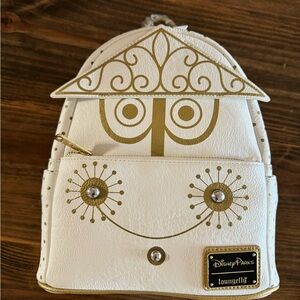 Disney Parks White and Gold Small World Loungefly Mini Backpack
